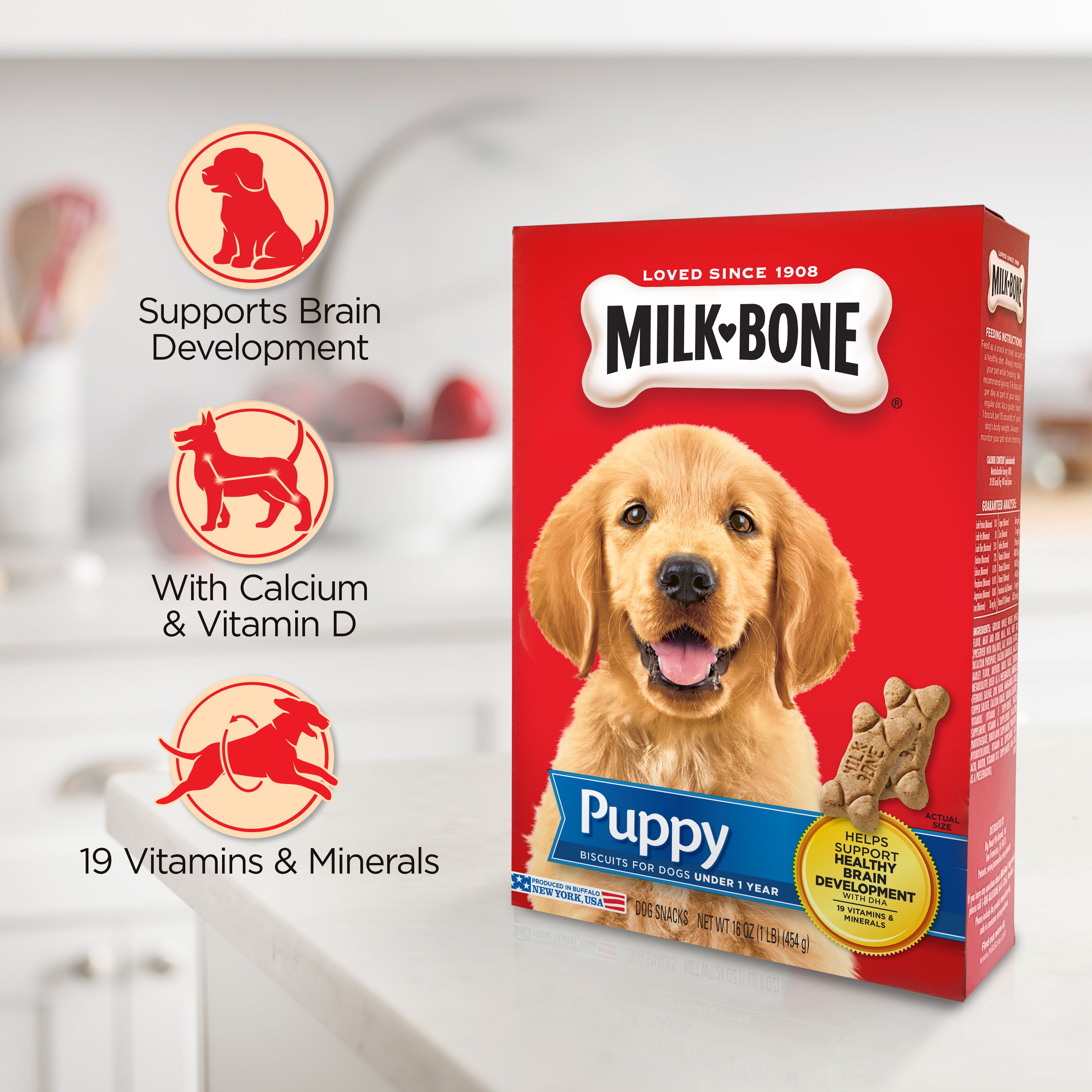 Milk-Bone Original Puppy Biscuits, 16 oz, Marketing Claims