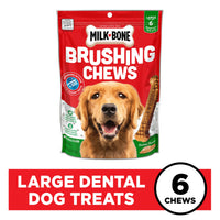 Milk-Bone Brushing Chews Daily Dental Dog Treats, Large, 6 Count, Banner Image