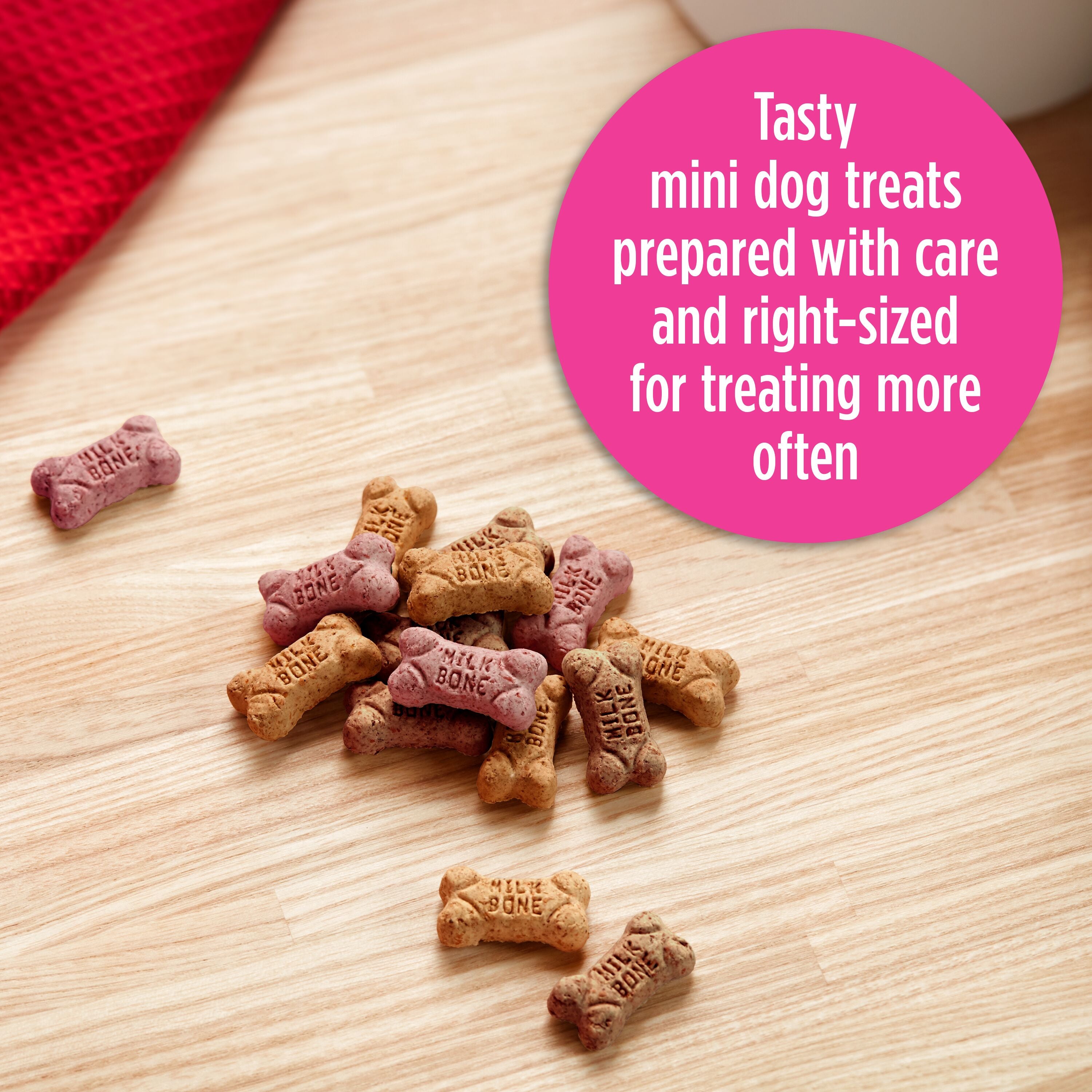 Milk-Bone Flavor Snacks Mini Dog Biscuits, Flavored Crunchy Dog Treats, 15 oz, Product Close Up