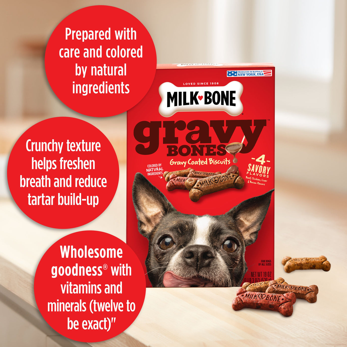 Milk-Bone GravyBones Dog Biscuits, Small Dog Treats, 60 oz, Marketing Claims