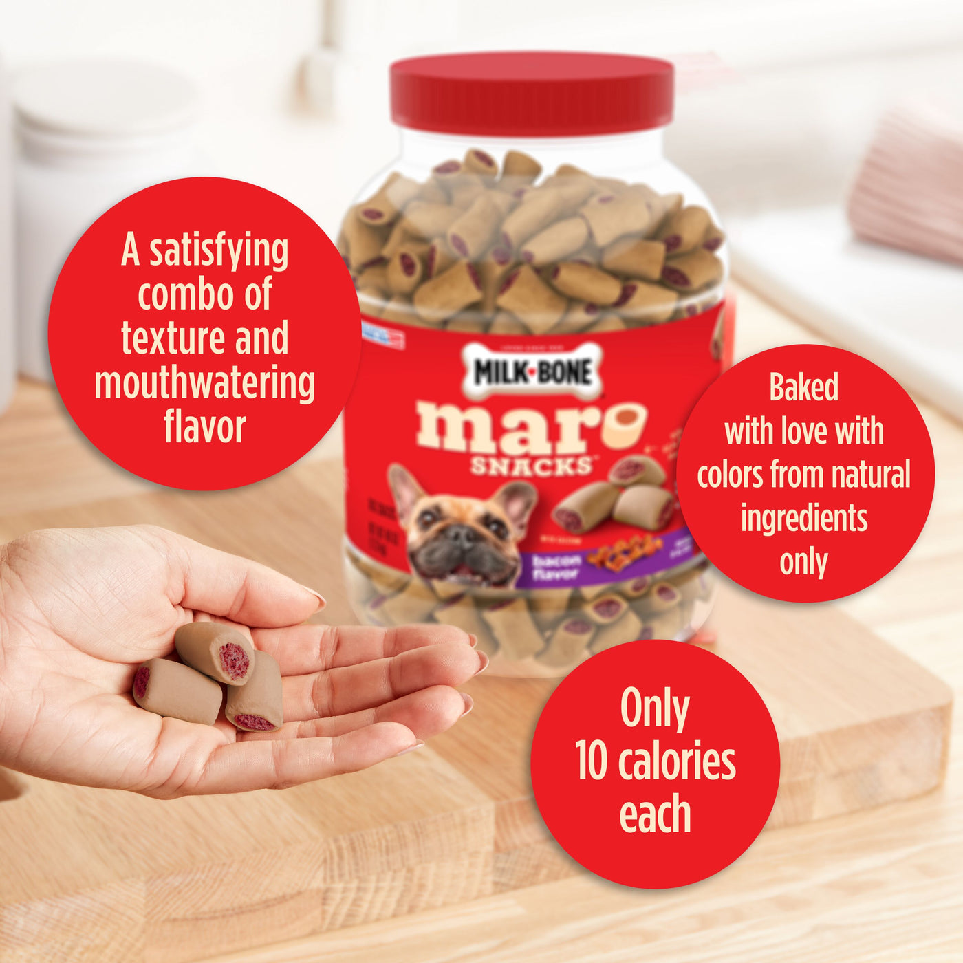 Milk-Bone MaroSnacks Bacon Flavor Small Dog Treats With Bone Marrow, 40 oz, Claims