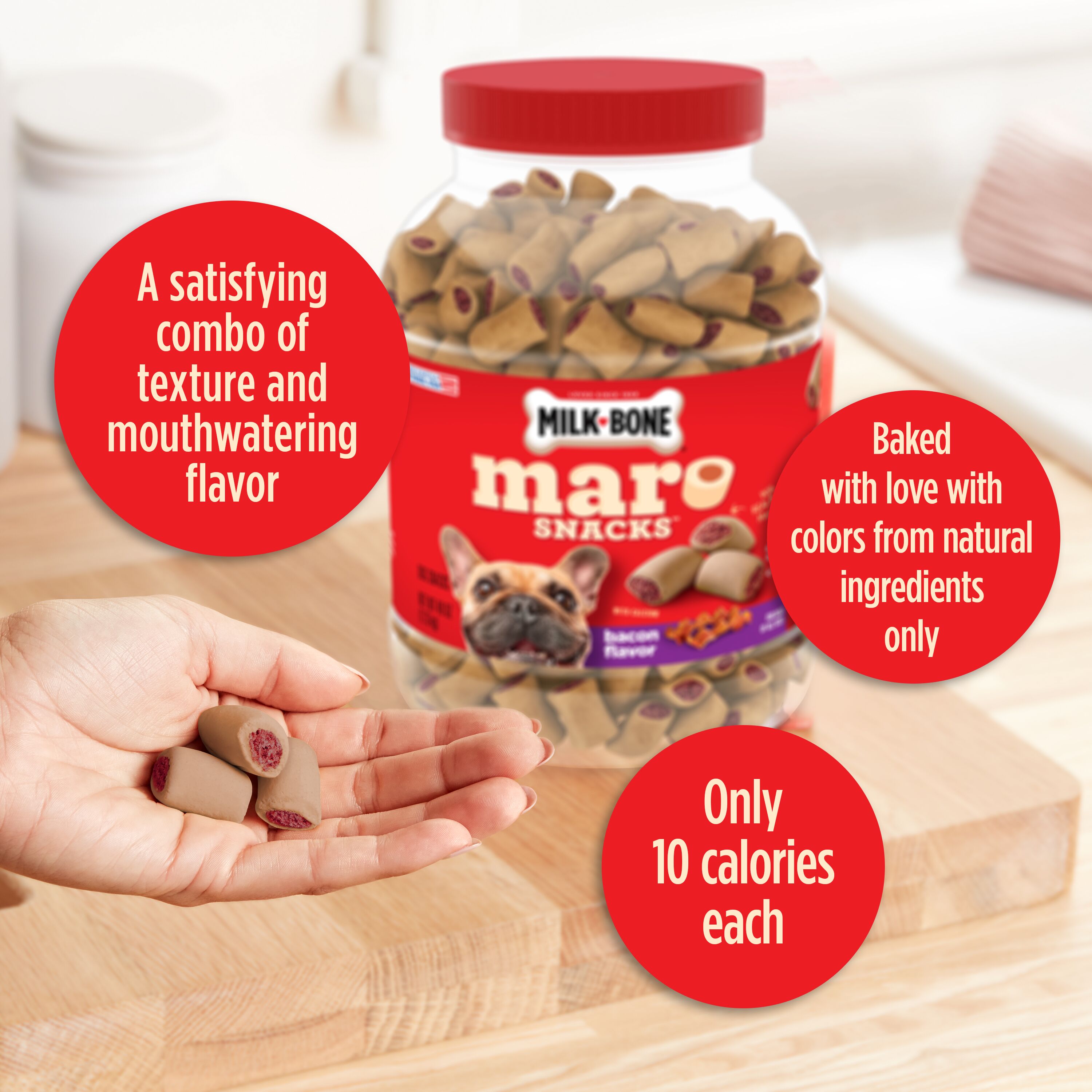 Milk-Bone MaroSnacks Bacon Flavor Small Dog Treats With Bone Marrow, 40 oz, Claims
