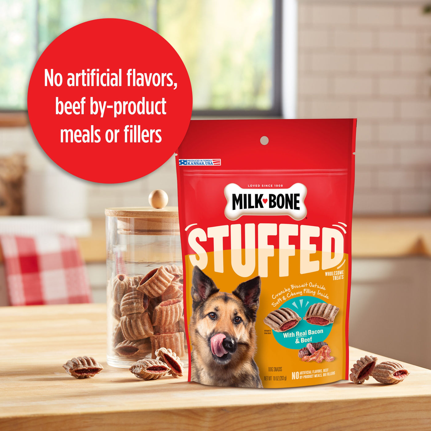 Milk-Bone Stuffed Dog Biscuits With Real Bacon and Beef, 10 oz