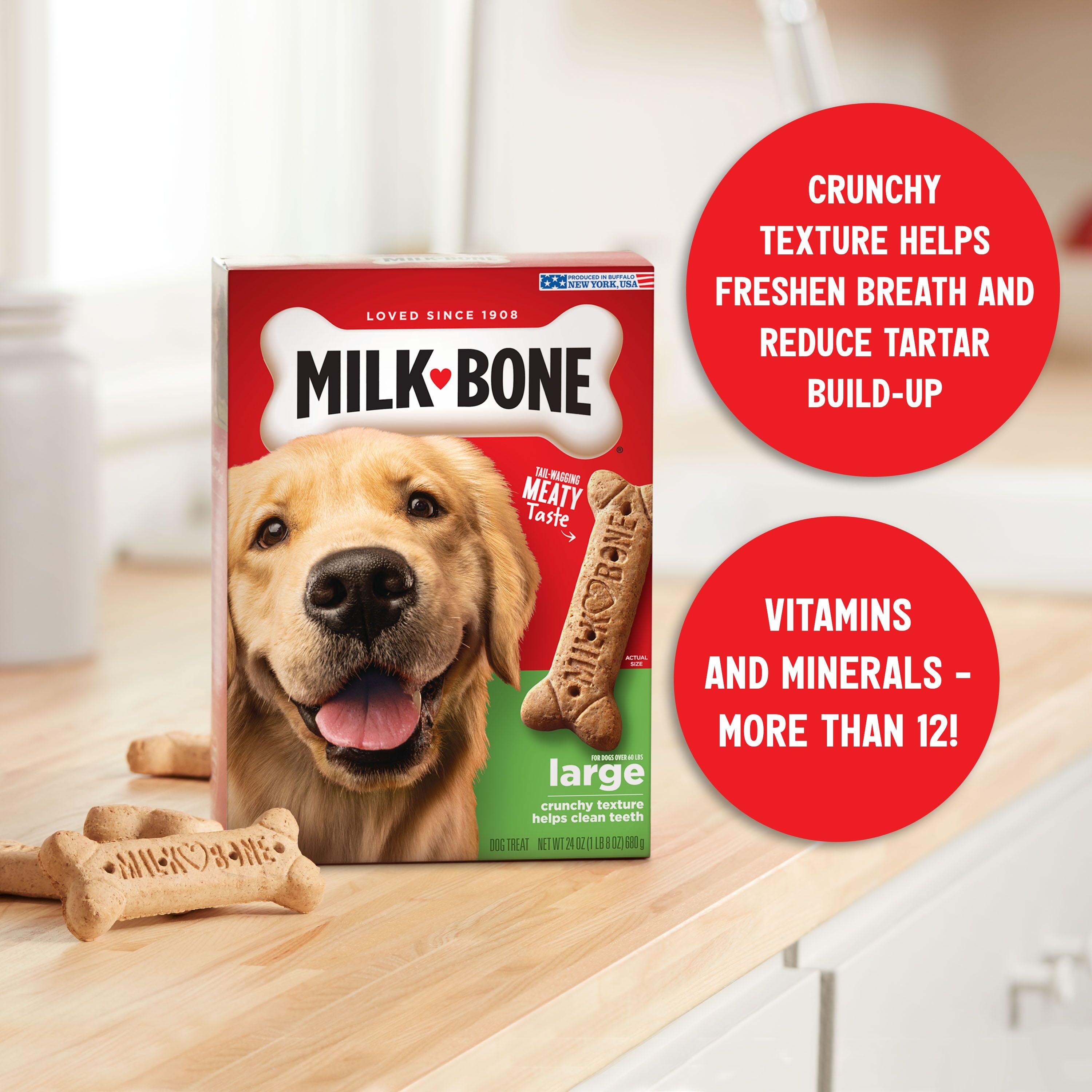 Milk-Bone Original Dog Biscuits, Large Crunchy Dog Treats, 24 oz, Marketing Claims
