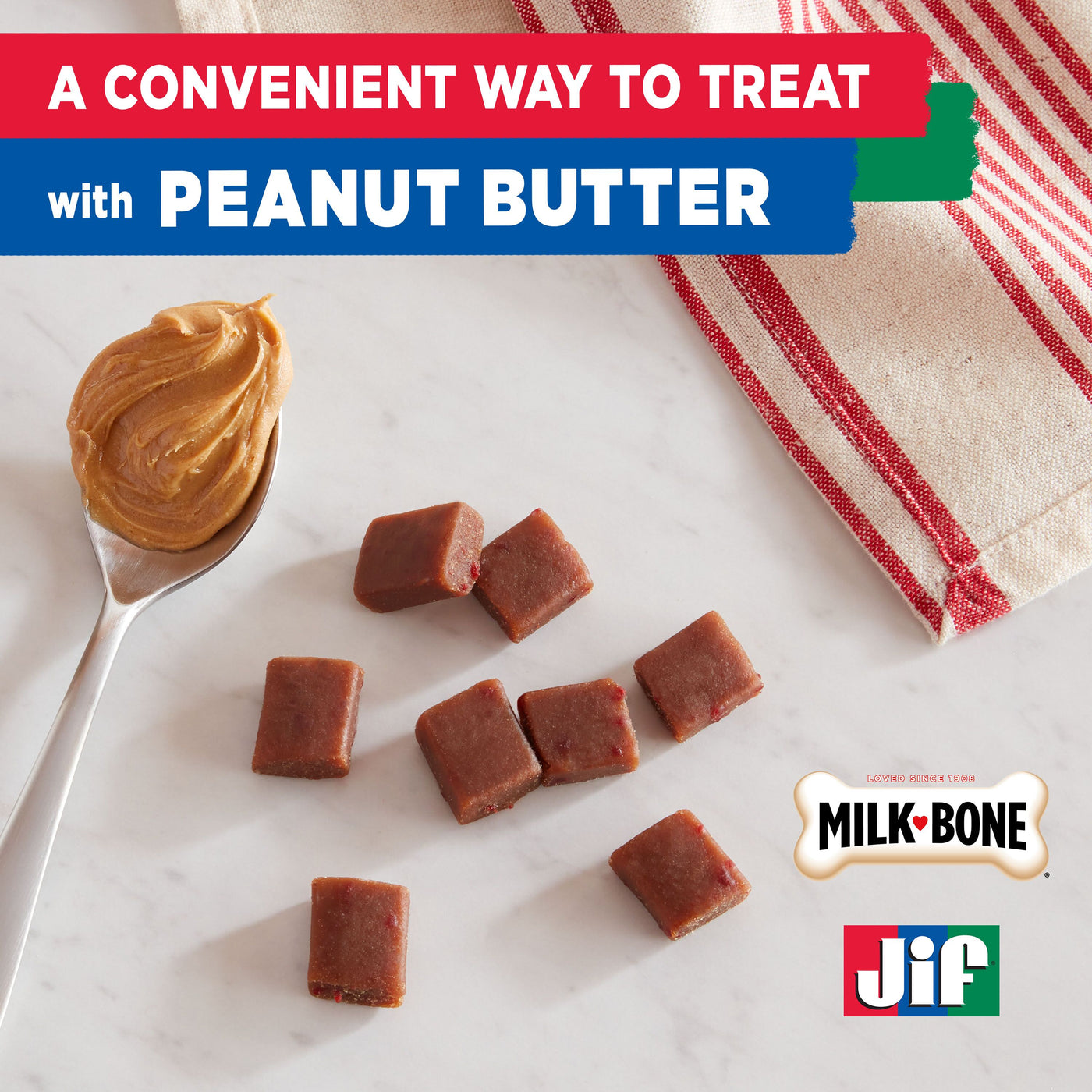 Milk-Bone Peanut Buttery Bites Soft Dog Treats With Jif Peanut Butter & Bacon