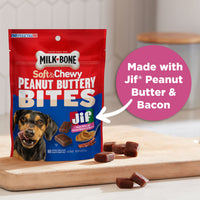 Milk-Bone Peanut Buttery Bites Soft Dog Treats With Jif Peanut Butter & Bacon