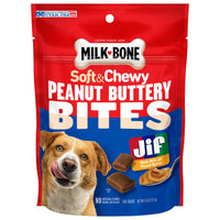 Milk-Bone Peanut Buttery Bites Soft Dog Treats With Jif Peanut Butter, 4.5 oz, Front of Pack