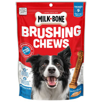 Milk-Bone Brushing Chews Daily Dental Dog Treats, Small-Medium, 9 Count, Front