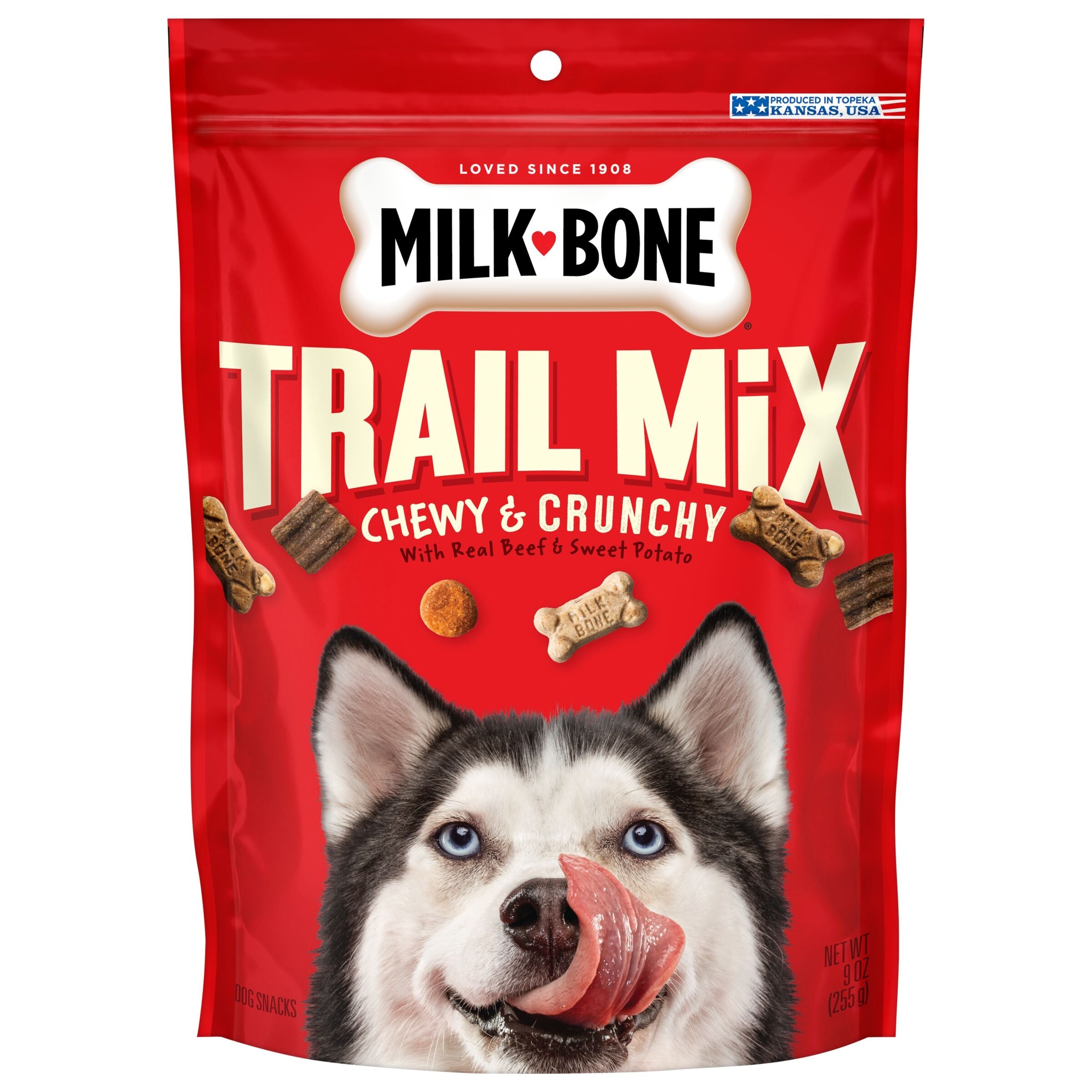 Milk-Bone Trail Mix With Real Beef and Sweet Potato Dog Treats, 9 oz, Front