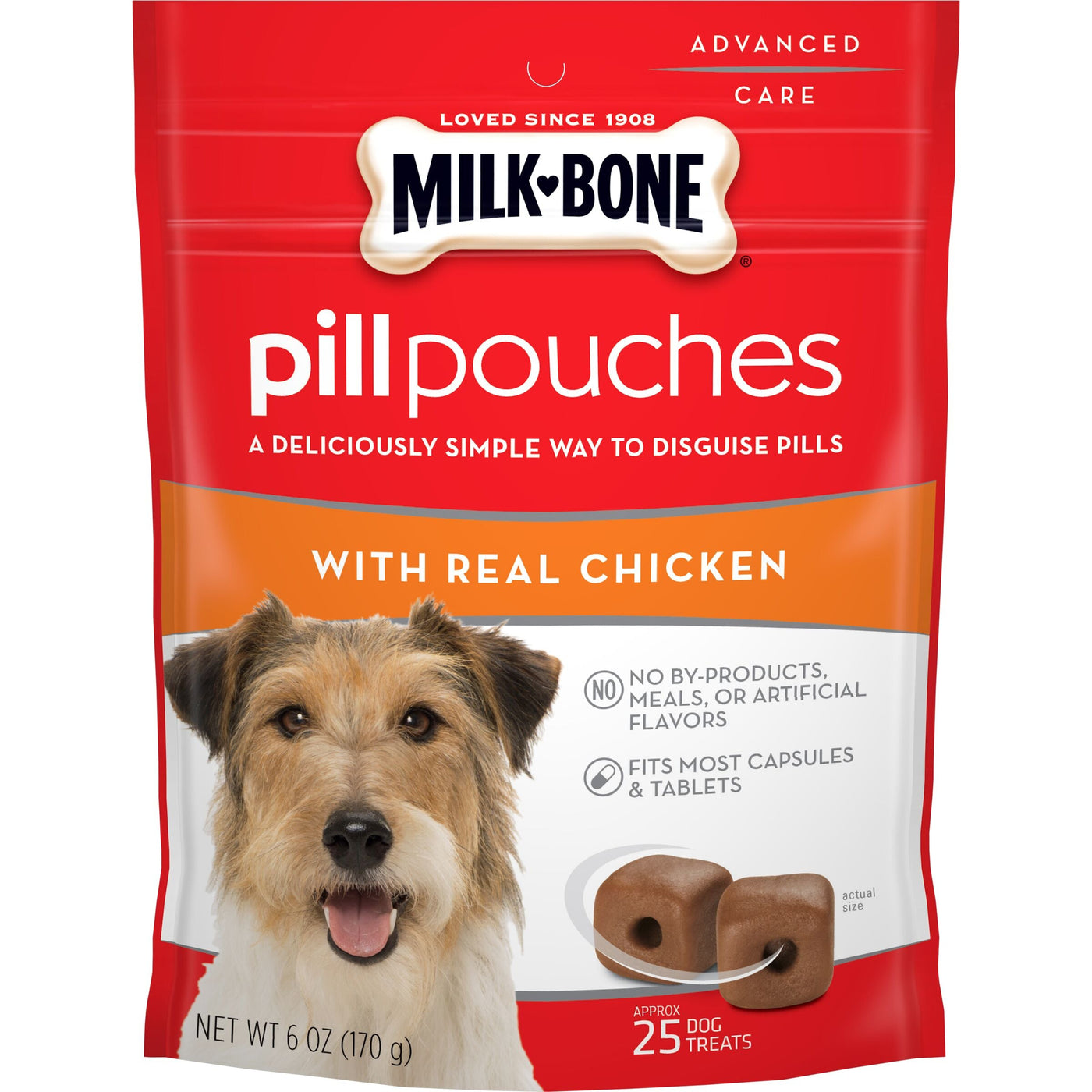 Milk-Bone Pill Pouches with Real Chicken Dog Treats, 6 oz, Front