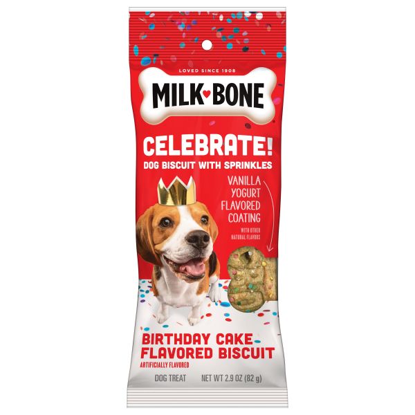 Milk-Bone Extra-Large Dipped CELEBRATE! Dog Biscuit, 2.9 oz. Pouch, Front