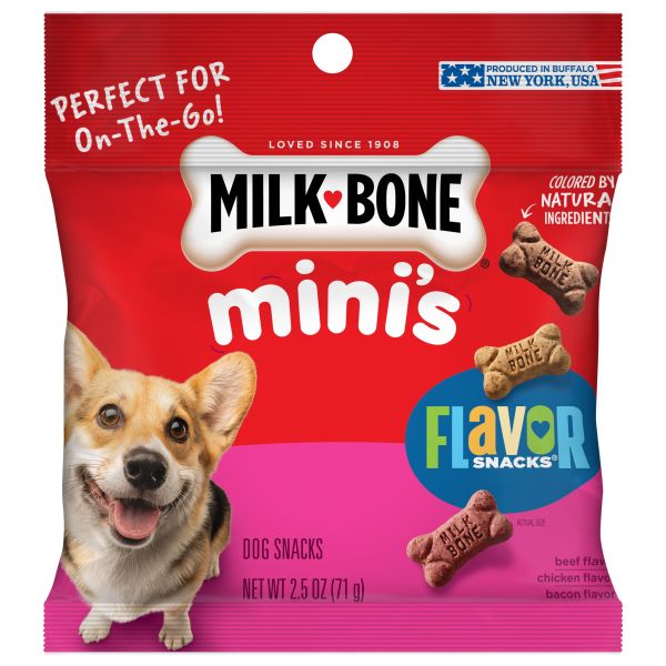 Milk-Bone Flavor Snacks Mini Dog Biscuits, 2.5 oz, Front