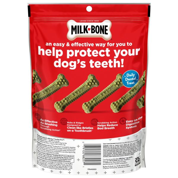 Milk-Bone Brushing Chews Daily Dental Dog Treats, Fresh Breath Flavor, Small-Medium, 9 Count, Back