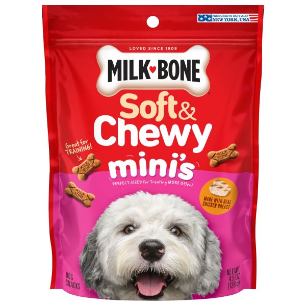 Milk-Bone Soft & Chewy Mini’s Dog Treats Made With Real Chicken, 4.5 oz, Front