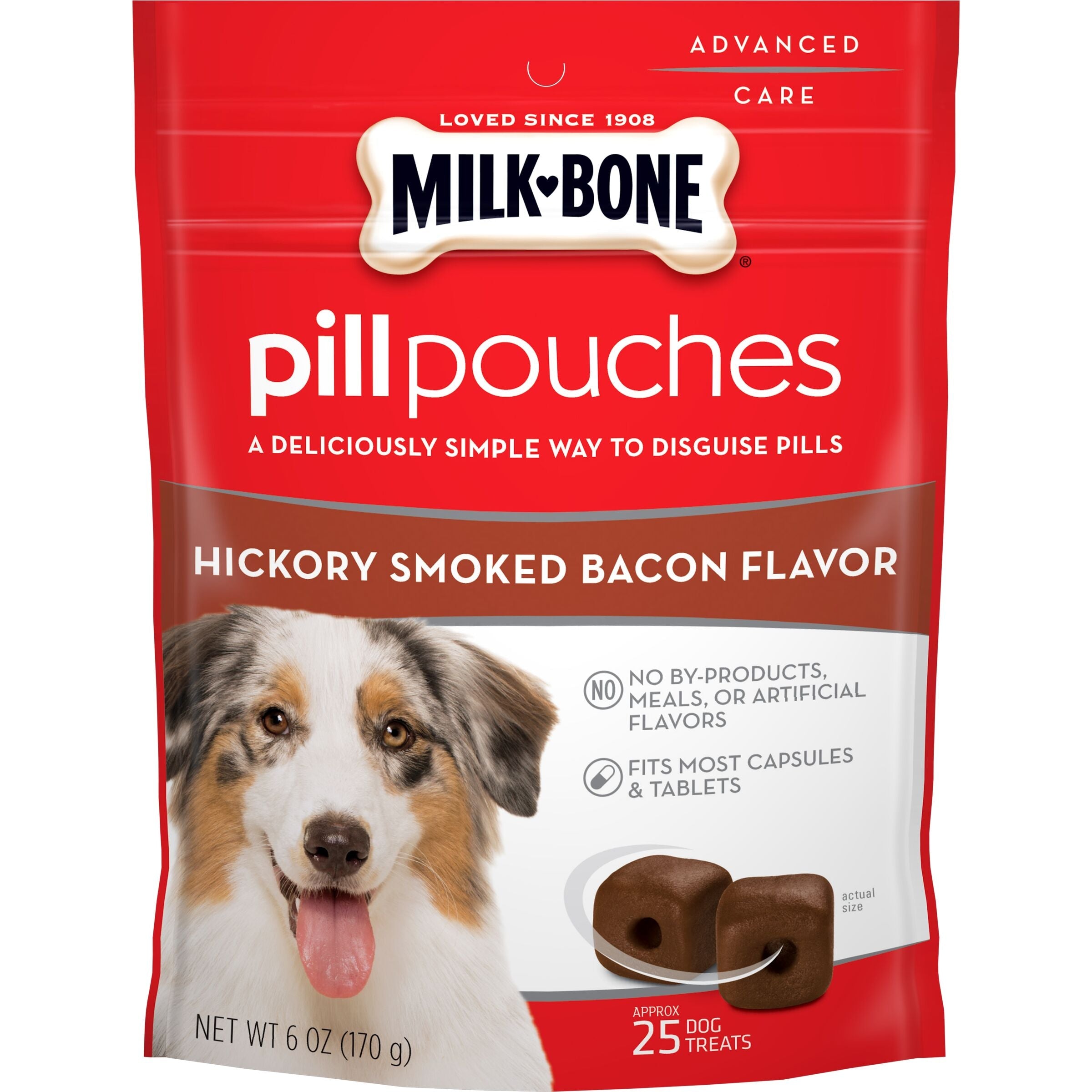 Milk-Bone Pill Pouches Hickory Smoked Bacon Flavor Dog Treats, 6 oz, Front