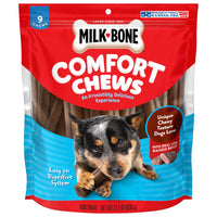 Milk-Bone Comfort Chews, Dog Chews with Unique Chewy Texture and Real Beef, 9 count, Front