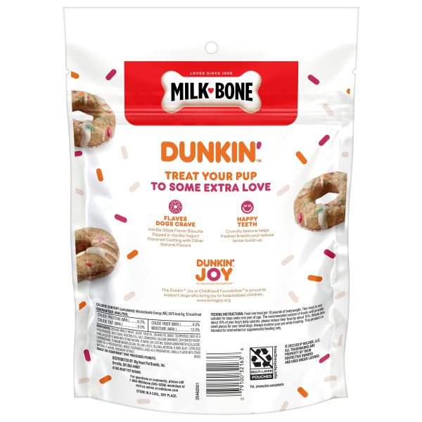 Milk-Bone Dunkin’ Vanilla Glaze Flavor Dog Biscuits, 8 oz, Back