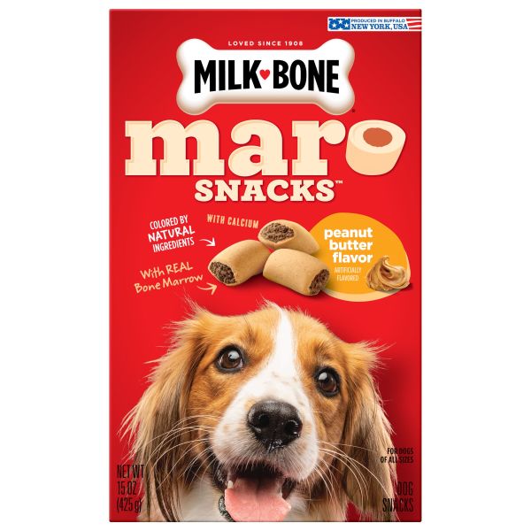 Milk-Bone MaroSnacks Peanut Butter Flavor Dog Treats With Bone Marrow, 15 oz., Front