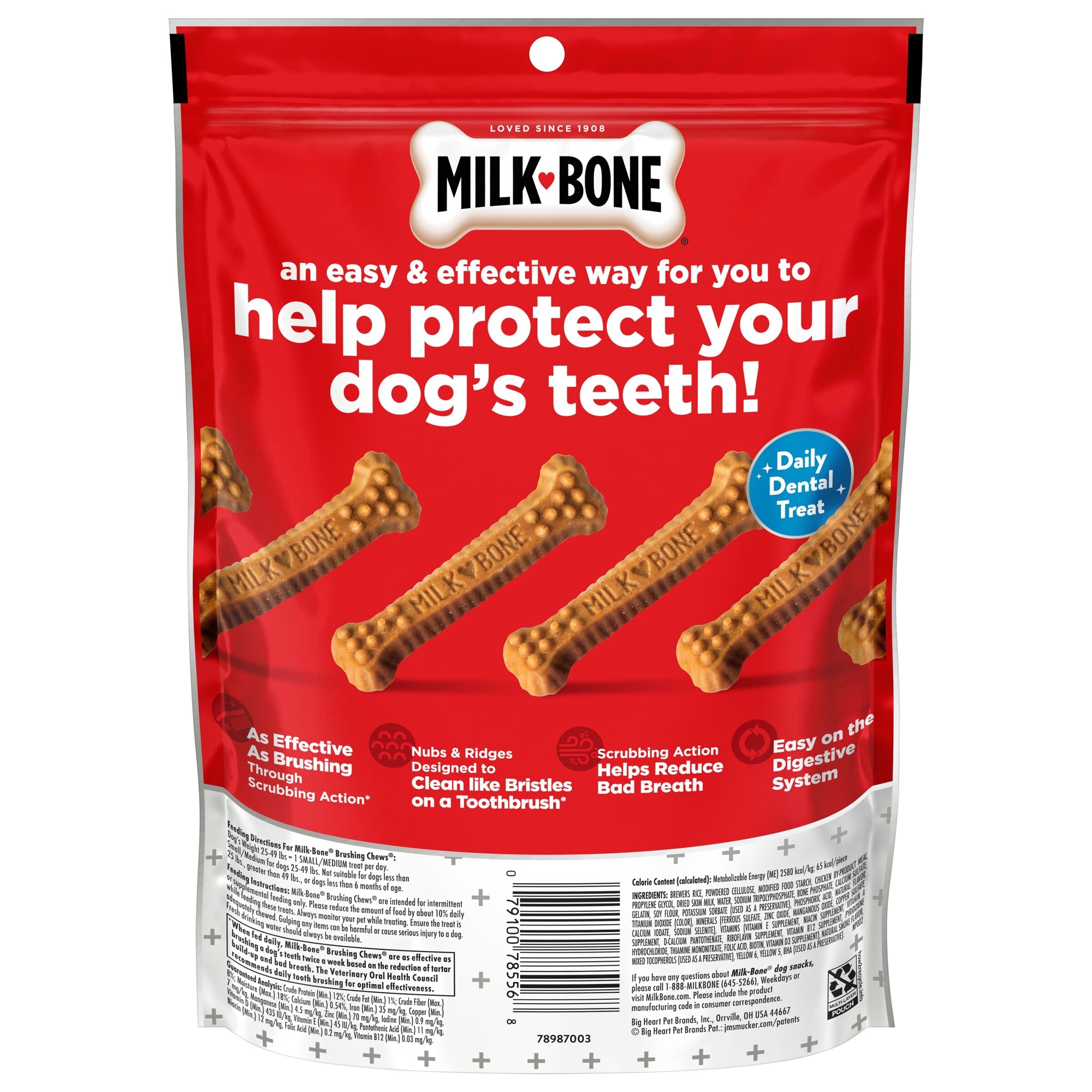 Milk-Bone Brushing Chews Daily Dental Dog Treats, Small-Medium, 9 Count, Back