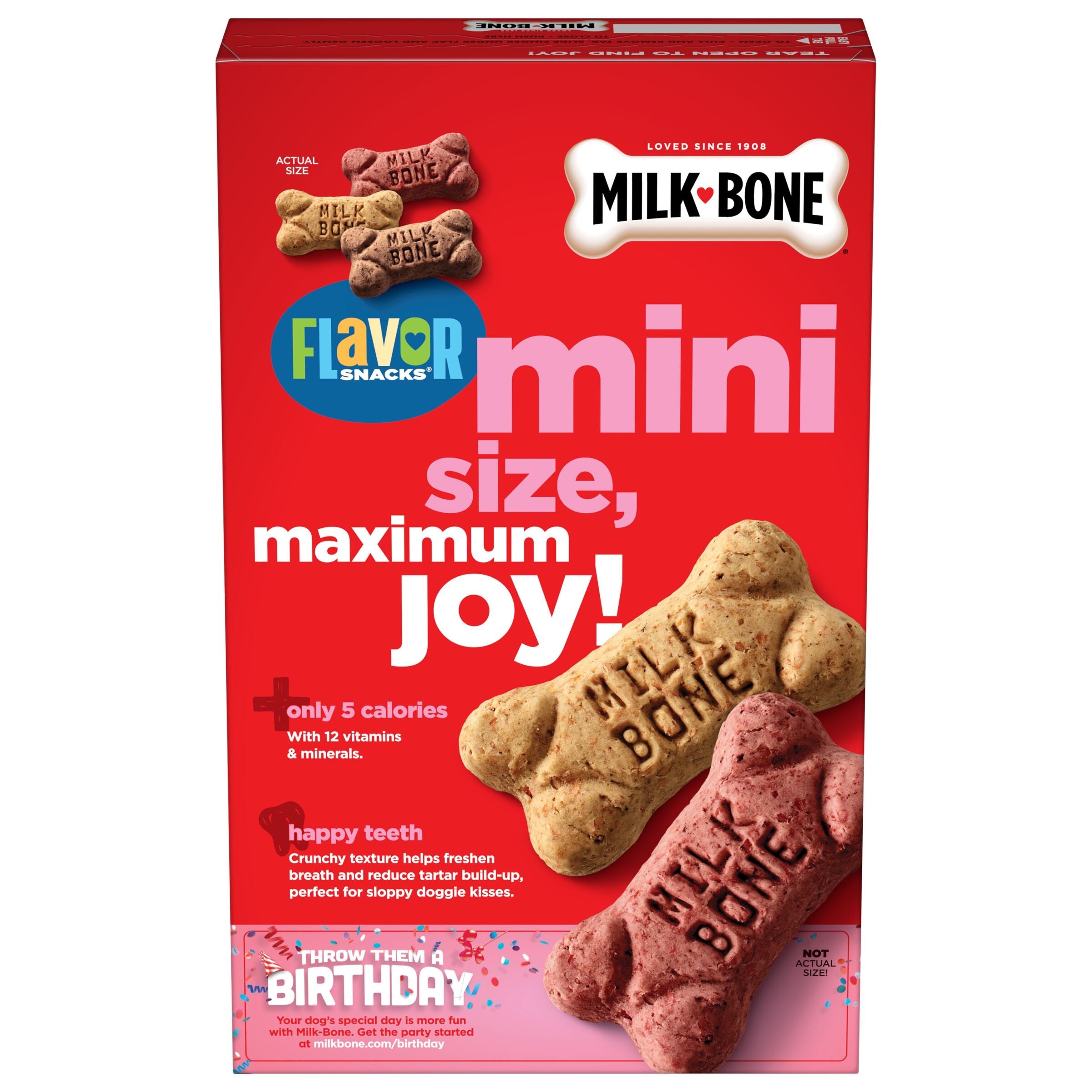 Milk-Bone Flavor Snacks Mini Dog Biscuits, Flavored Crunchy Dog Treats, 15 oz, Back