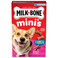 Milk-Bone Flavor Snacks Mini Dog Biscuits, Flavored Crunchy Dog Treats, 15 oz, Front