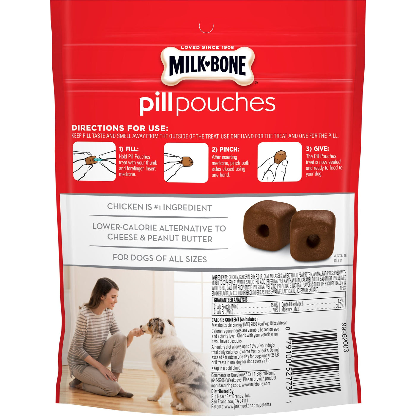 Milk-Bone Pill Pouches Hickory Smoked Bacon Flavor Dog Treats, 6 oz, Back